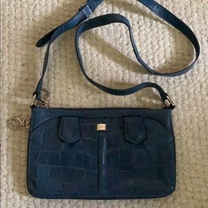 Cole Haan blue leather expandable crossbody purse